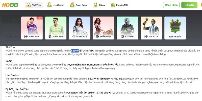 Đối tác thể thao Ho88